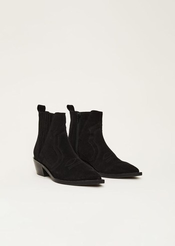 Phase Eight Stitch Detail Suede Boots Black Canada | SNJFGM-816